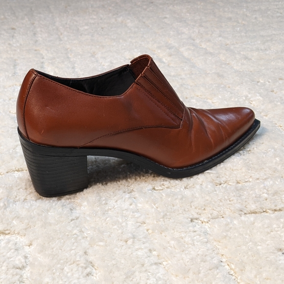 Mootsie a Tootsies Ridge Brown Leather Block Heel Loafer Shoes, 7.5 - Picture 4 of 8